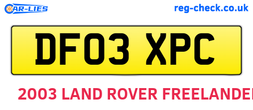 DF03XPC are the vehicle registration plates.