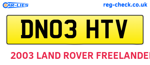 DN03HTV are the vehicle registration plates.