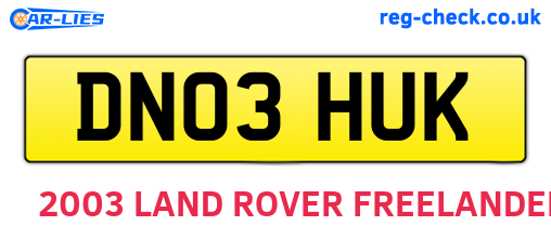 DN03HUK are the vehicle registration plates.