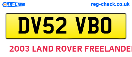 DV52VBO are the vehicle registration plates.