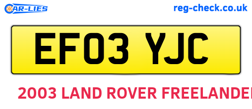 EF03YJC are the vehicle registration plates.