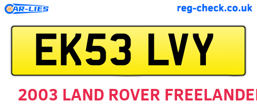 EK53LVY are the vehicle registration plates.