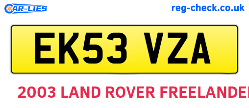 EK53VZA are the vehicle registration plates.