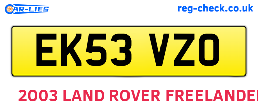 EK53VZO are the vehicle registration plates.