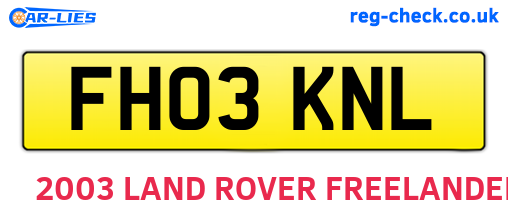 FH03KNL are the vehicle registration plates.
