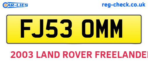 FJ53OMM are the vehicle registration plates.