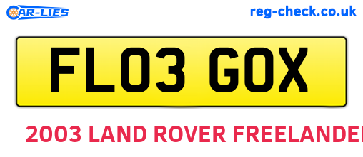 FL03GOX are the vehicle registration plates.