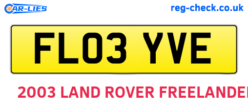FL03YVE are the vehicle registration plates.
