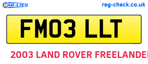 FM03LLT are the vehicle registration plates.