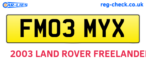 FM03MYX are the vehicle registration plates.