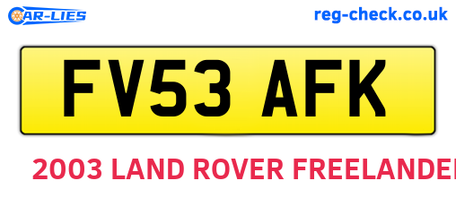 FV53AFK are the vehicle registration plates.