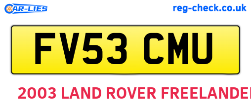 FV53CMU are the vehicle registration plates.