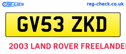 GV53ZKD are the vehicle registration plates.