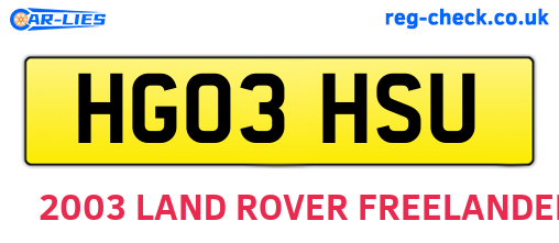 HG03HSU are the vehicle registration plates.