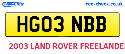 HG03NBB are the vehicle registration plates.