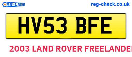 HV53BFE are the vehicle registration plates.