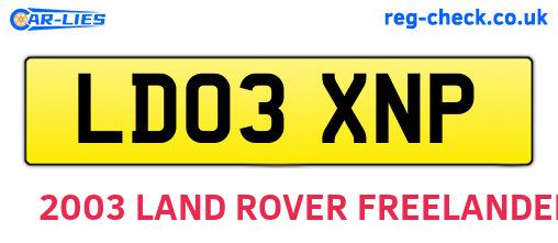 LD03XNP are the vehicle registration plates.