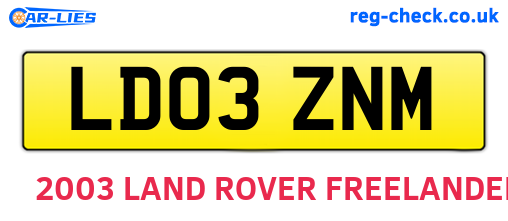 LD03ZNM are the vehicle registration plates.