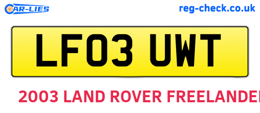 LF03UWT are the vehicle registration plates.