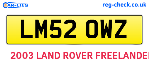 LM52OWZ are the vehicle registration plates.