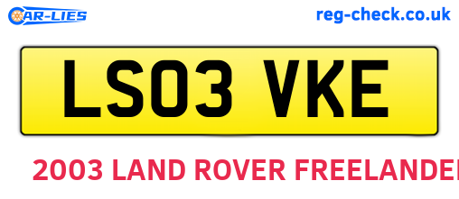 LS03VKE are the vehicle registration plates.