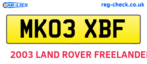 MK03XBF are the vehicle registration plates.