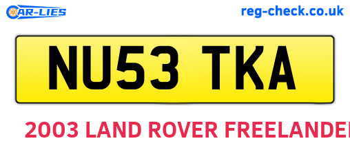NU53TKA are the vehicle registration plates.