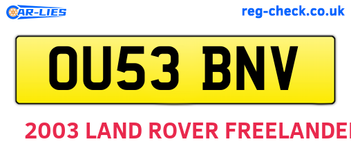 OU53BNV are the vehicle registration plates.