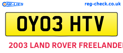 OY03HTV are the vehicle registration plates.