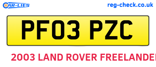 PF03PZC are the vehicle registration plates.