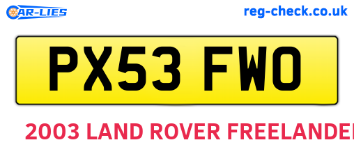 PX53FWO are the vehicle registration plates.