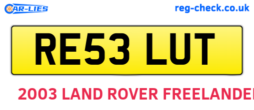 RE53LUT are the vehicle registration plates.