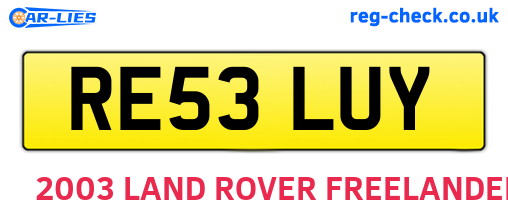RE53LUY are the vehicle registration plates.