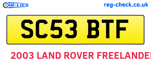 SC53BTF are the vehicle registration plates.