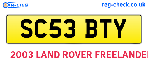 SC53BTY are the vehicle registration plates.