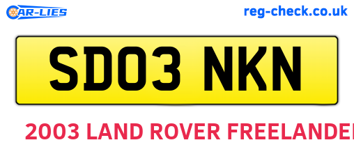 SD03NKN are the vehicle registration plates.