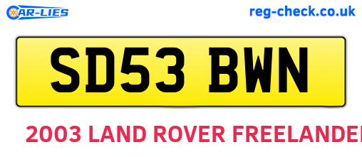 SD53BWN are the vehicle registration plates.