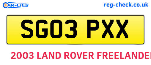 SG03PXX are the vehicle registration plates.