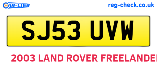 SJ53UVW are the vehicle registration plates.