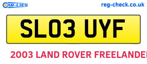 SL03UYF are the vehicle registration plates.