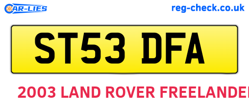 ST53DFA are the vehicle registration plates.