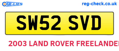 SW52SVD are the vehicle registration plates.