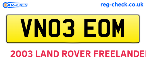 VN03EOM are the vehicle registration plates.