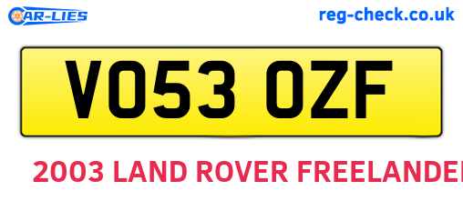 VO53OZF are the vehicle registration plates.