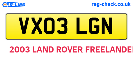VX03LGN are the vehicle registration plates.