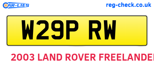 W29PRW are the vehicle registration plates.