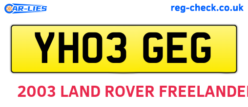 YH03GEG are the vehicle registration plates.