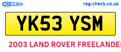YK53YSM are the vehicle registration plates.