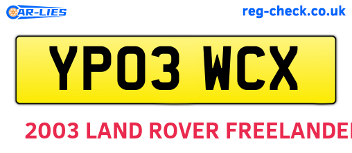 YP03WCX are the vehicle registration plates.