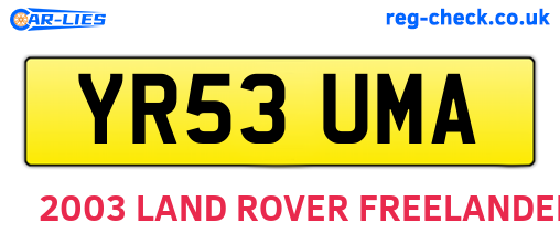 YR53UMA are the vehicle registration plates.